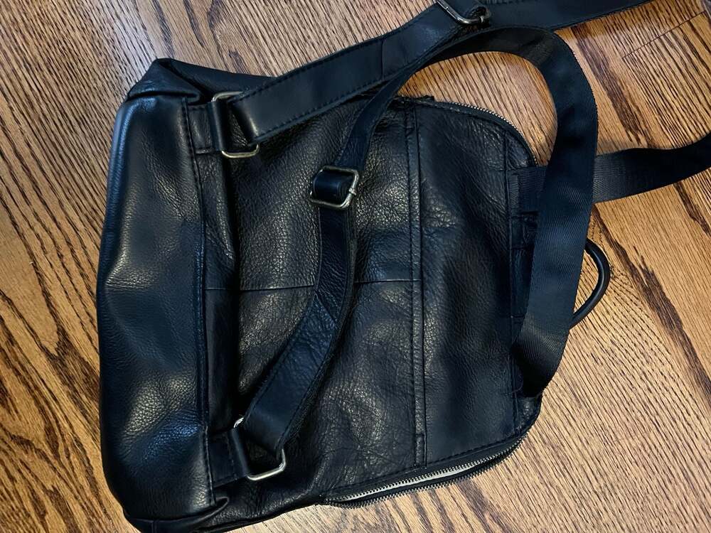 American Leather Co. Black Pebbled Leather Multi-Zip Mini Backpack